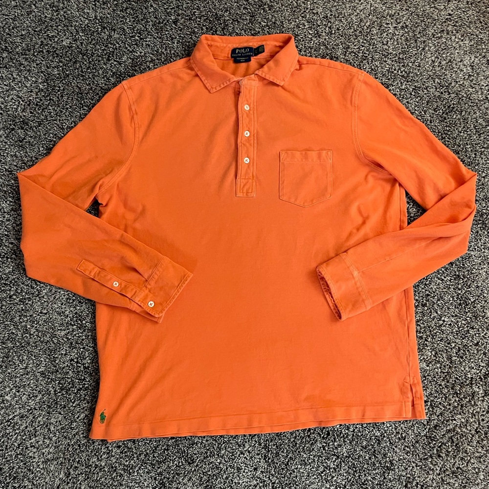 Men’s Polo Ralph Lauren Orange Long Sleeve Polo Shirt XL